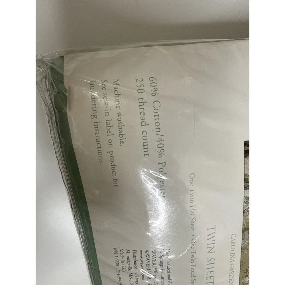Waverly Garden Room Twin Sheet Set Floral Green Flowers Ruffle Cottagecore New